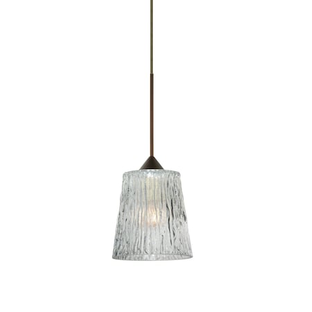 Besa Lighting Nico 4 Cord Pendant, Clear Stone, Bronze Finish, 1x50W Halogen 1XT-512500-BR
